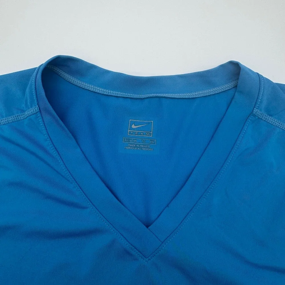 Nike Team Women Blue Athletic Tank Top Sleeveless V-Neck Training Shirt XL 16-18